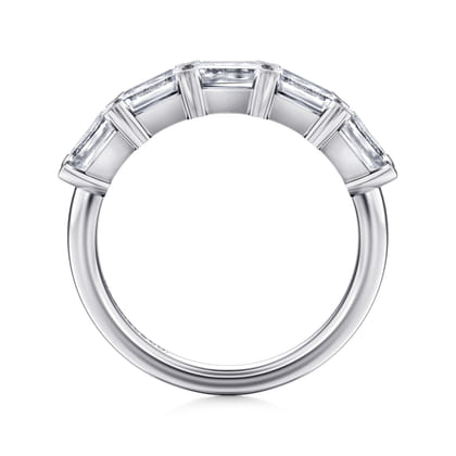 Berta - 14K White Gold Emerald Cut Diamond Anniversary Band