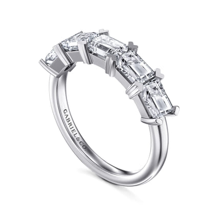 Berta - 14K White Gold Emerald Cut Diamond Anniversary Band