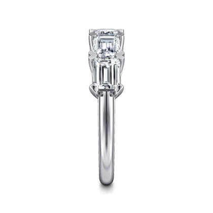 Berta - 14K White Gold Emerald Cut Diamond Anniversary Band