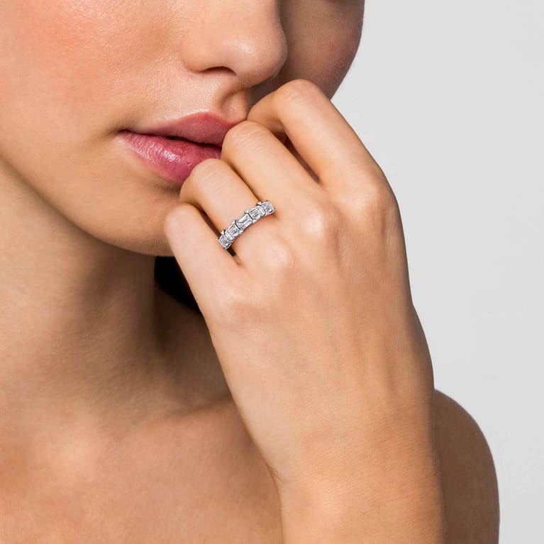 Straight Wedding Ring in 14k White Gold with  Natural Diamond at Gabriel & Co. - Shot 5