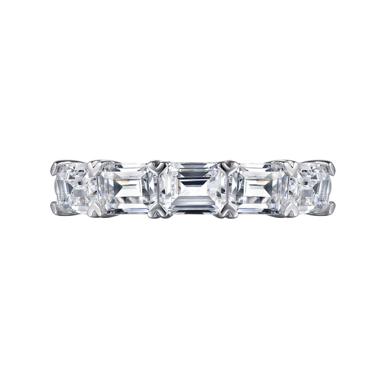 Fancy Wedding Ring in 14k White Gold with Emerald Cut Natural Diamond at Gabriel & Co. - Shot 6