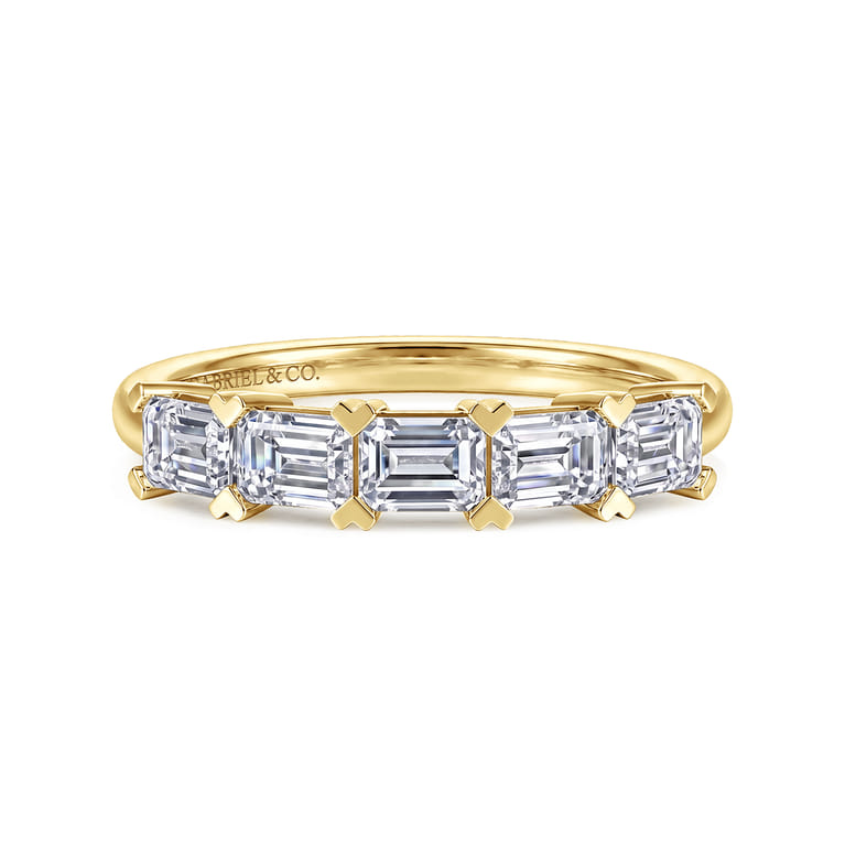 Straight Wedding Ring in 14k Yellow Gold with  Natural Diamond at Gabriel & Co. - Shot 1