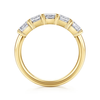 Berta - 14K Yellow Gold Emerald Cut Diamond Anniversary Band