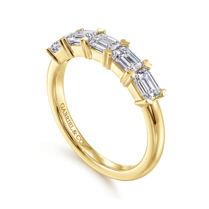 Berta - 14K Yellow Gold Emerald Cut Diamond Anniversary Band