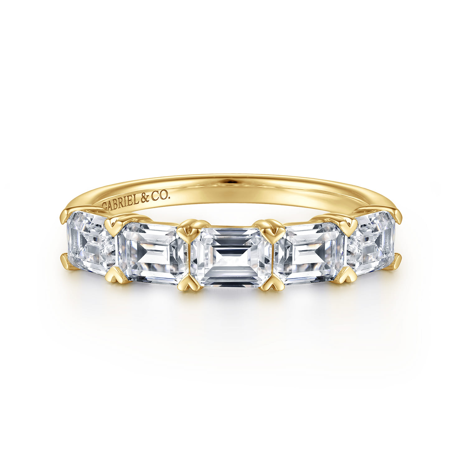 Fancy Wedding Ring in 14k Yellow Gold with Emerald Cut Natural Diamond at Gabriel & Co. - Shot 1