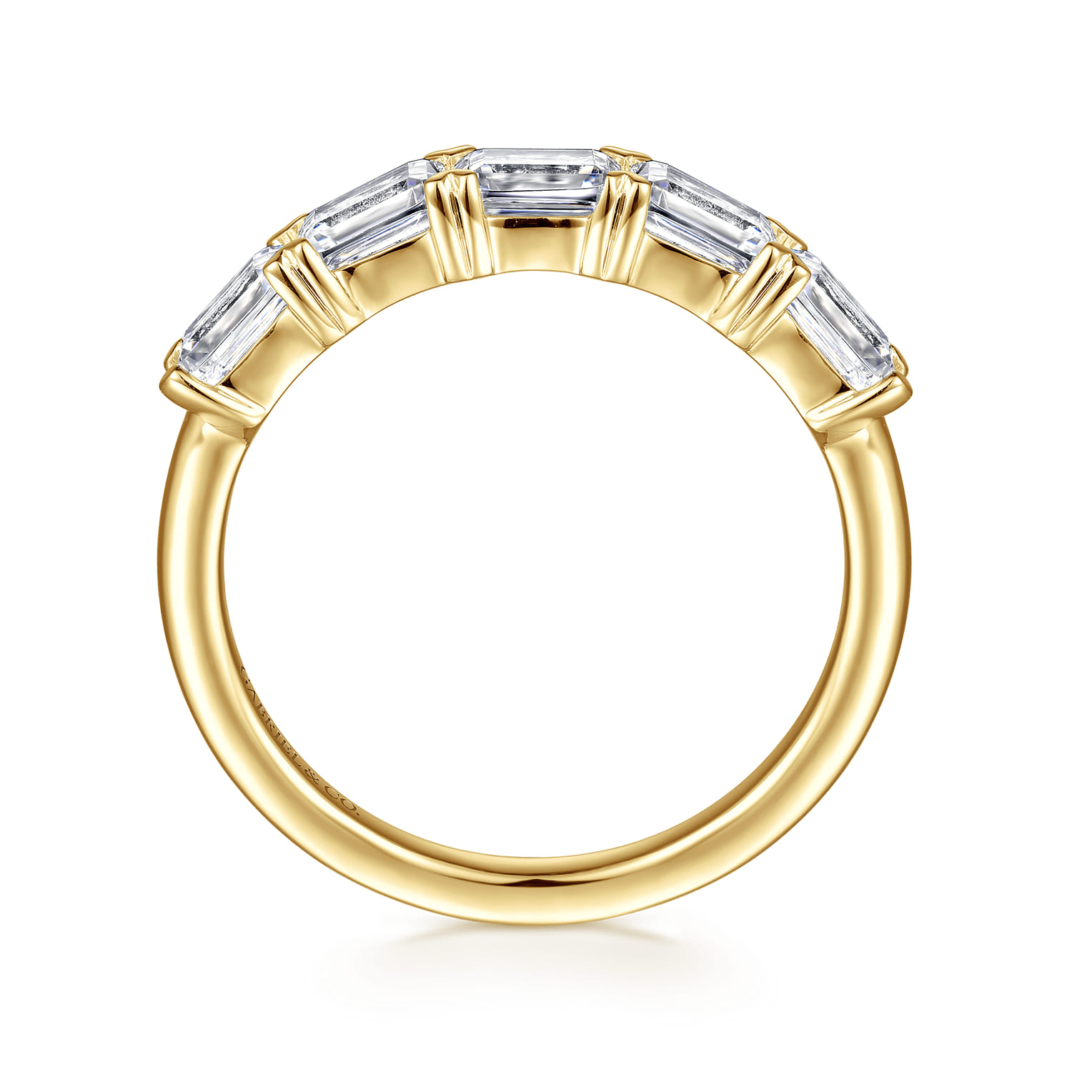 Fancy Wedding Ring in 14k Yellow Gold with Emerald Cut Natural Diamond at Gabriel & Co. - Shot 2