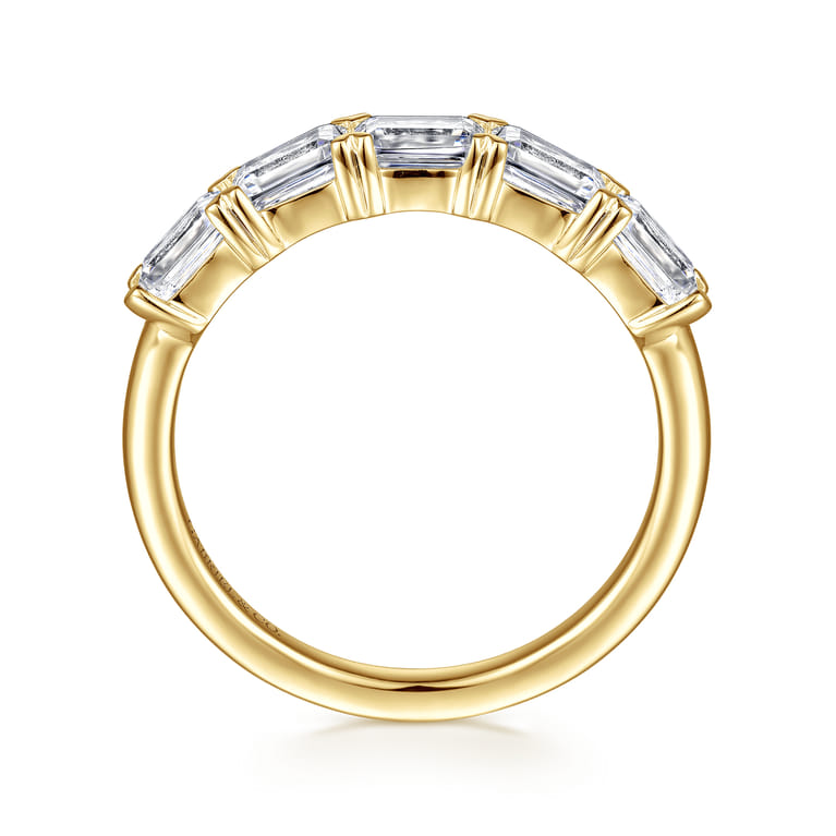 Fancy Wedding Ring in 14k Yellow Gold with Emerald Cut Natural Diamond at Gabriel & Co. - Shot 2