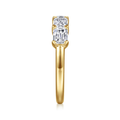 Berta - 14K Yellow Gold Prong Set Emerald Cut Diamond Anniversary Band