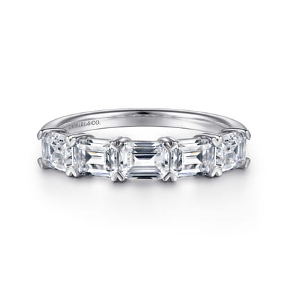 Berta - Platinum Prong Emerald Cut Diamond Anniversary Band