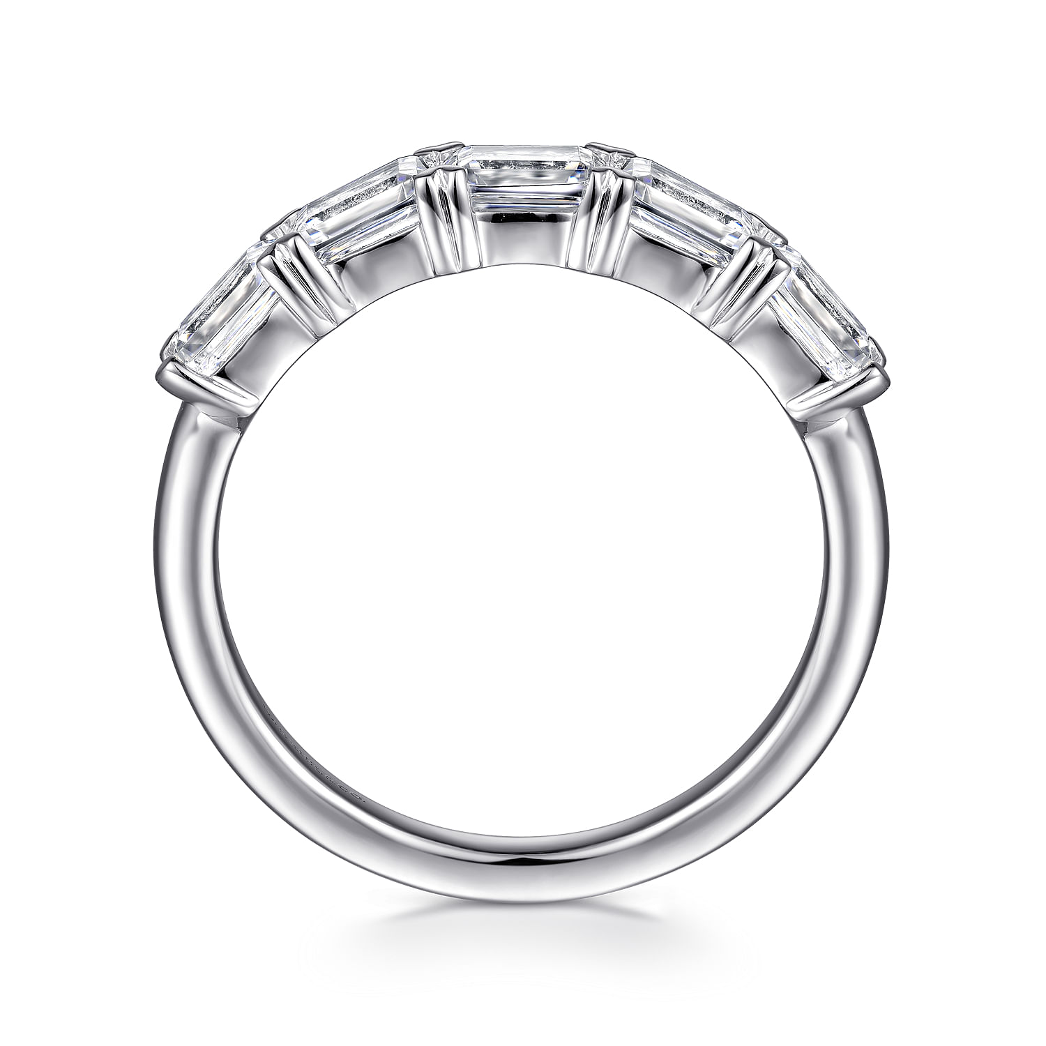 Berta - Platinum Prong Emerald Cut Diamond Anniversary Band