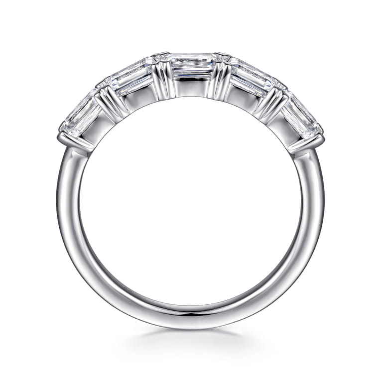 Fancy Wedding Ring in Platinum with Emerald Cut Natural Diamond at Gabriel & Co. - Shot 2