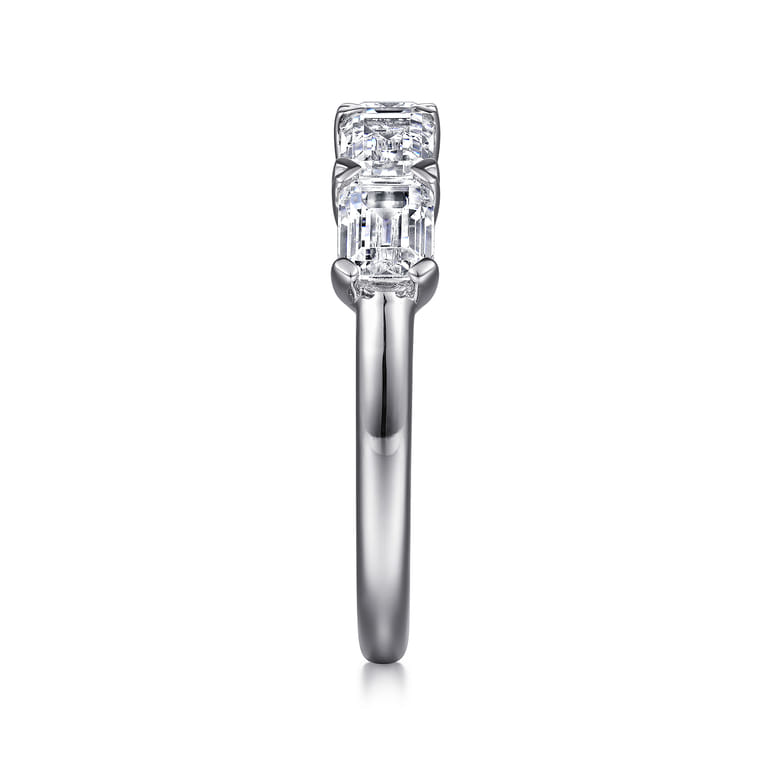 Fancy Wedding Ring in Platinum with Emerald Cut Natural Diamond at Gabriel & Co. - Shot 4