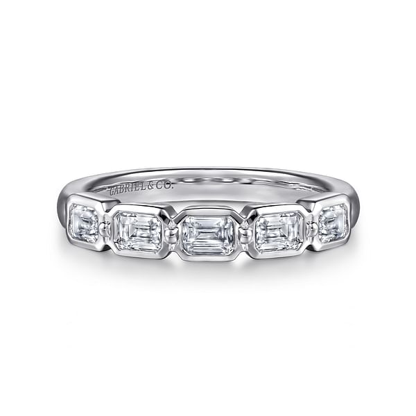 14k White Gold Black Diamond Prong and Bezel Anniversary Band 14k White Gold Black Diamond Prong and Bezel Anniversary Band