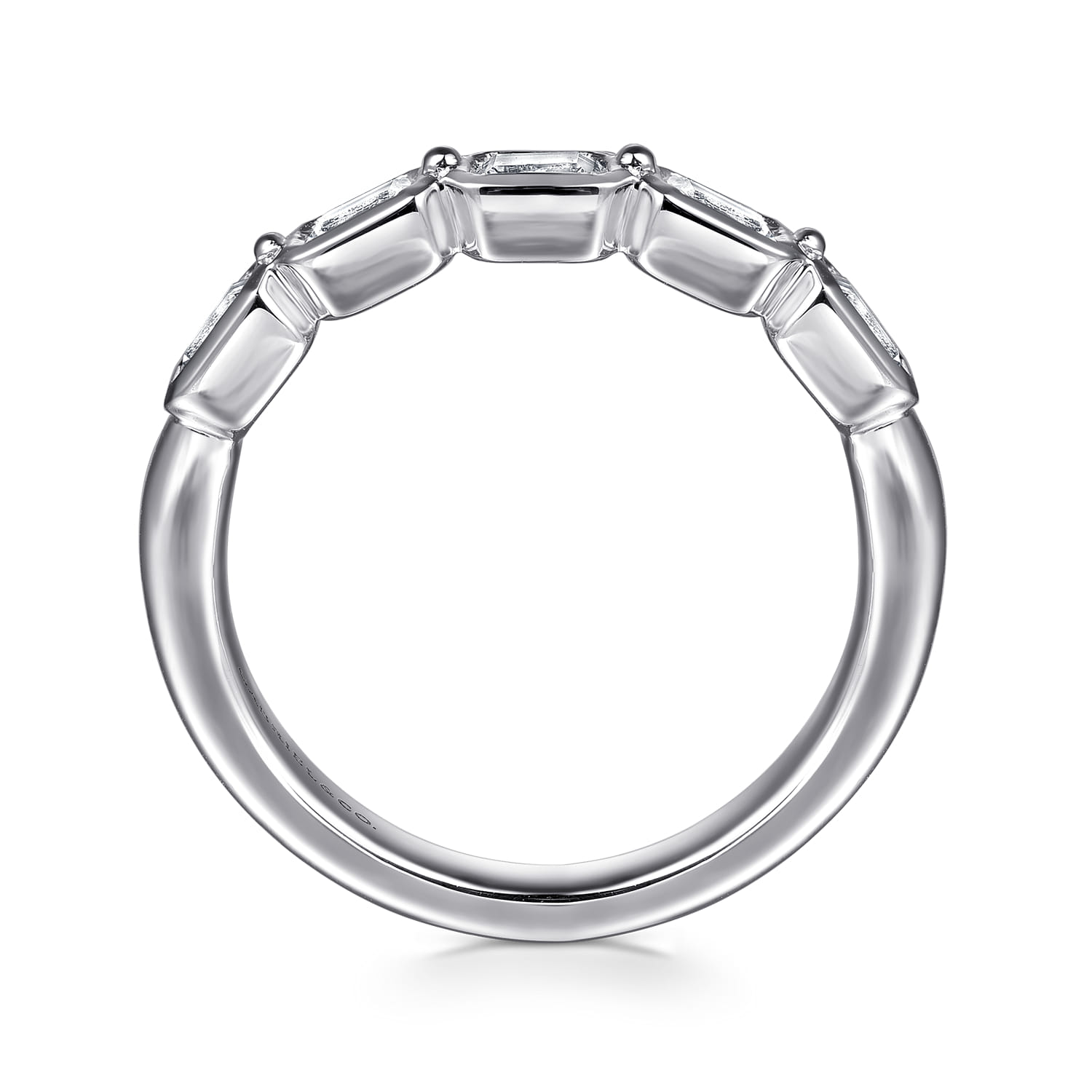 Fancy Wedding Ring in 14k White Gold with Emerald Cut Natural Diamond at Gabriel & Co. - Shot 2