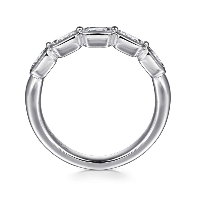 Fancy Wedding Ring in 14k White Gold with Emerald Cut Natural Diamond at Gabriel & Co. - Shot 2