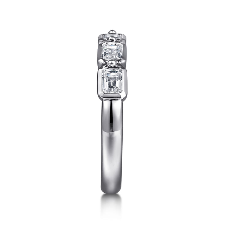 Fancy Wedding Ring in 14k White Gold with Emerald Cut Natural Diamond at Gabriel & Co. - Shot 4