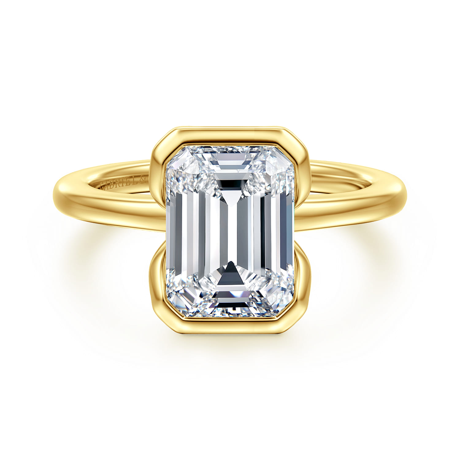 Bethanne - 14K Yellow Gold Emerald Solitaire Diamond Engagement Ring