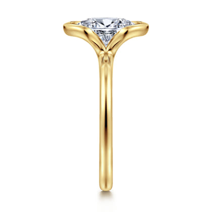 Bethanne - 14K Yellow Gold Half Bezel Oval Solitaire Diamond Engagement Ring