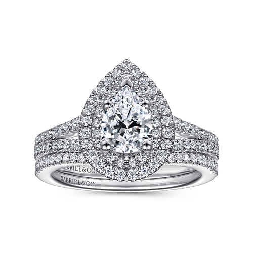 Bette - 14K White Gold Pear Shape Diamond Engagement Ring - 0.37 ct - Shot 4