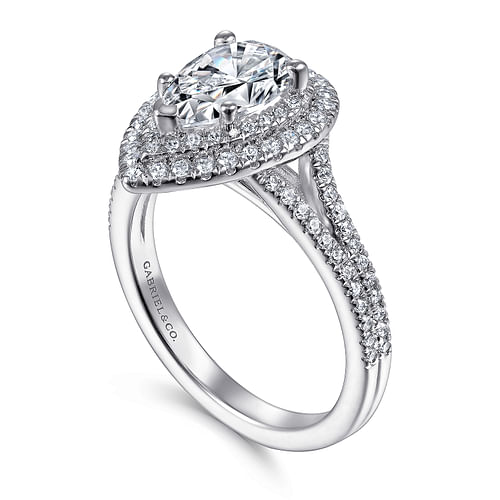 Bette - 14K White Gold Pear Shape Diamond Engagement Ring - 0.4 ct - Shot 3