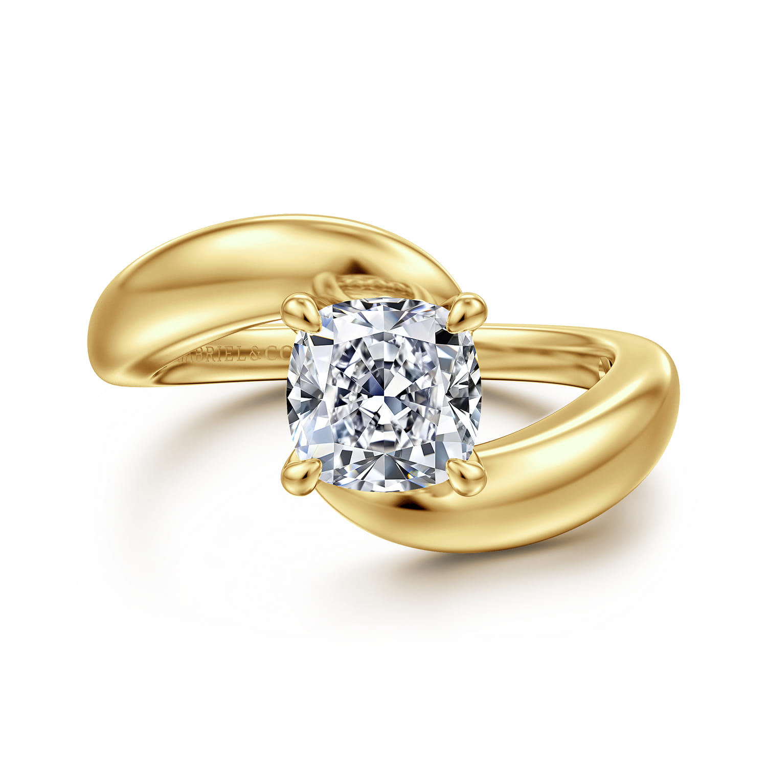 Bettie - 14K Yellow Gold Bypass Cushion Cut Diamond Engagement Ring