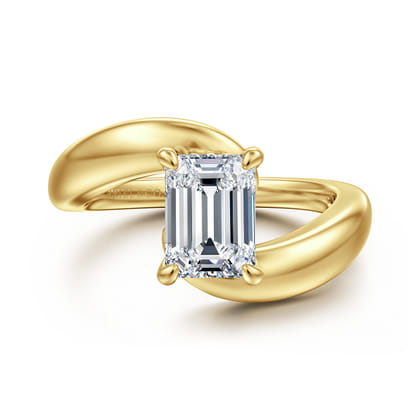 Bettie - 14K Yellow Gold Bypass Emerald Cut Diamond Engagement Ring