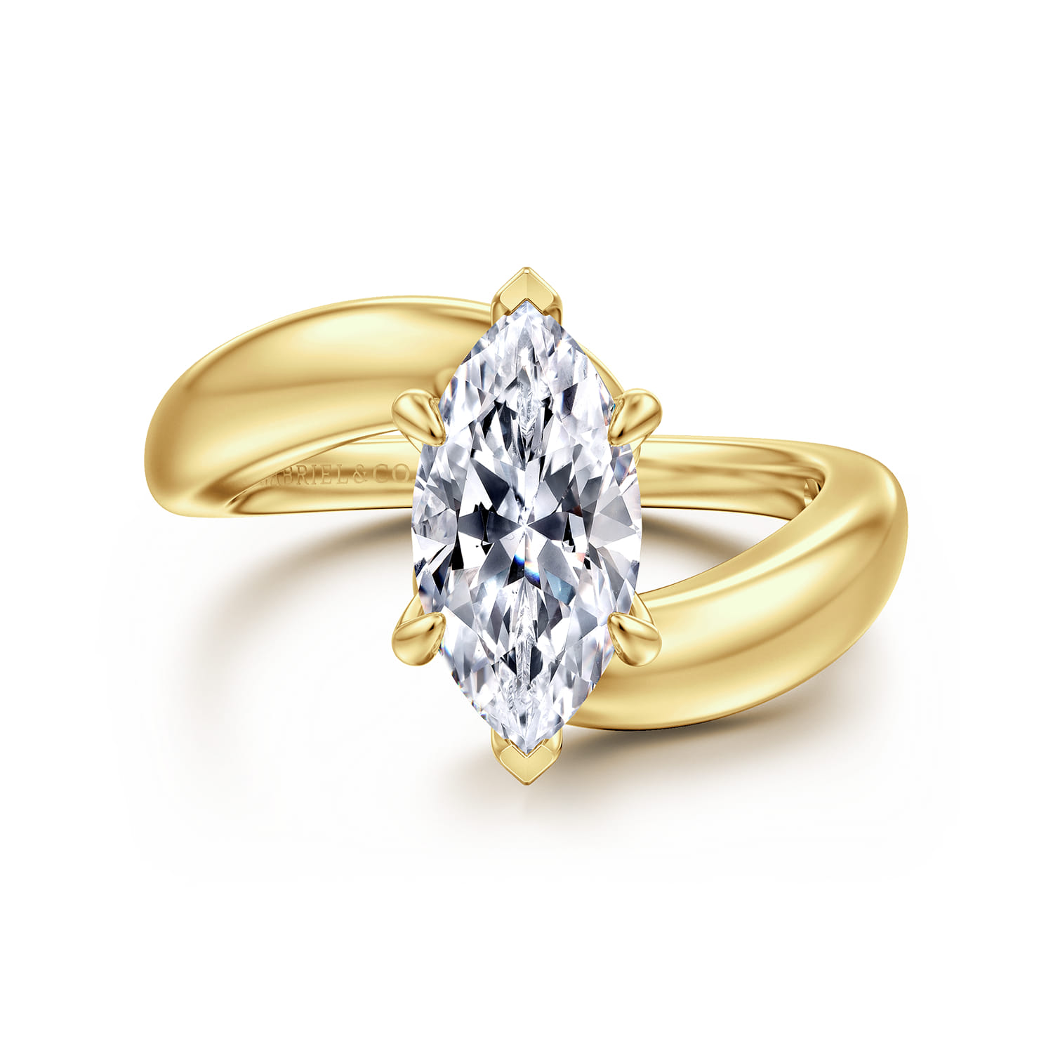 Bettie - 14K Yellow Gold Bypass Marquise Shape Diamond Engagement Ring
