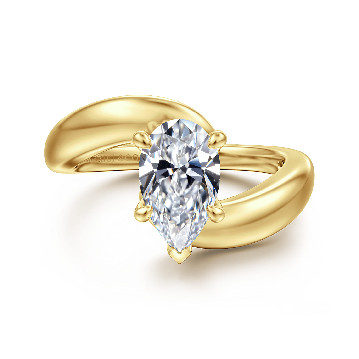 Bettie - 14K Yellow Gold Bypass Pear Shape Diamond Engagement Ring