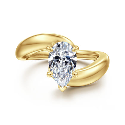 Bettie - 14K Yellow Gold Bypass Pear Shape Diamond Engagement Ring