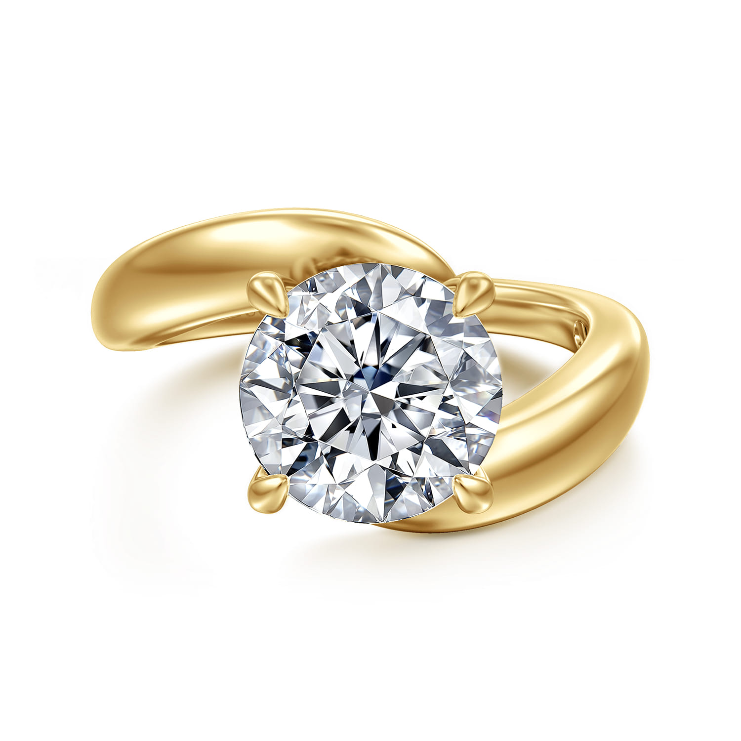 Bettie - 14K Yellow Gold Bypass Round Diamond Engagement Ring
