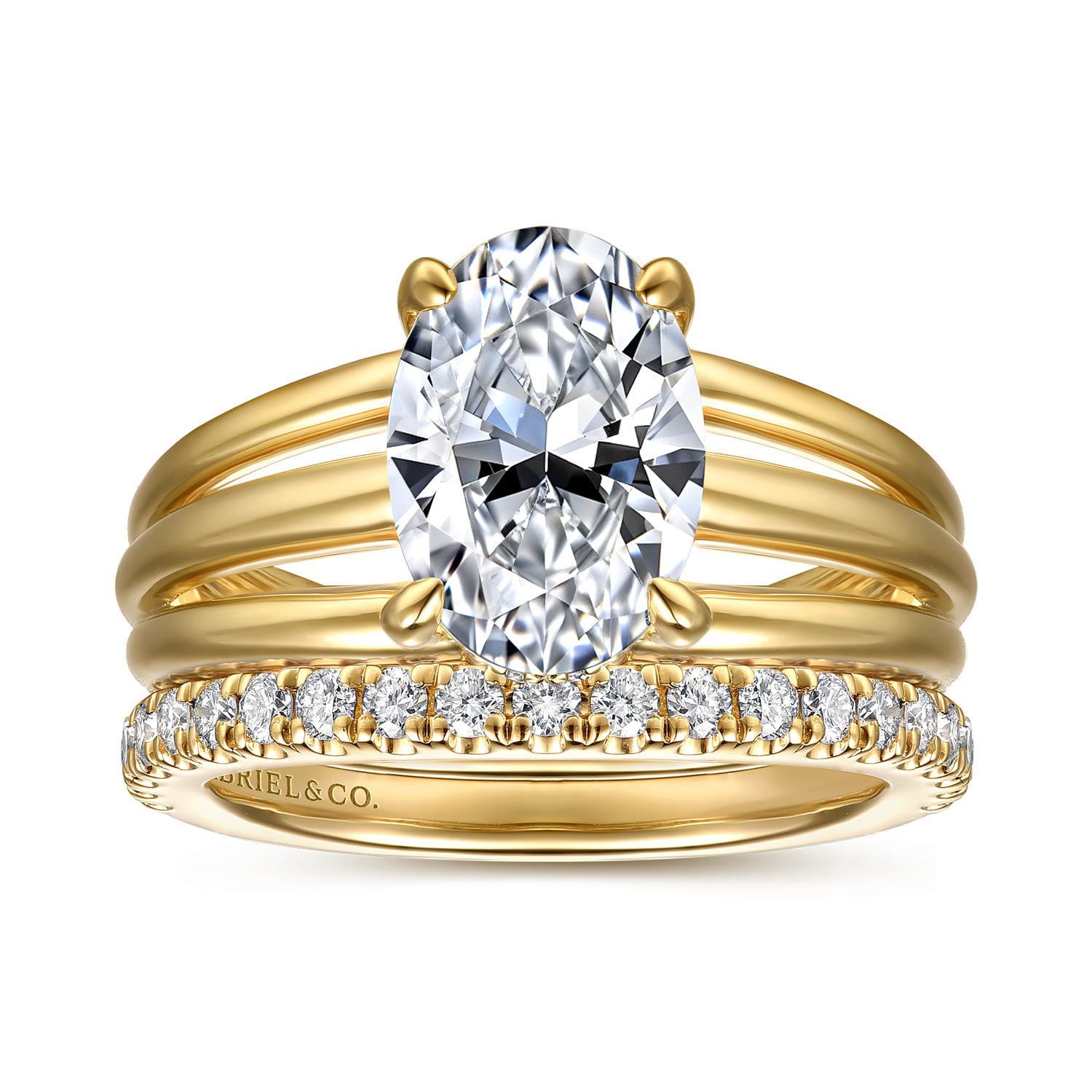 Oval Split Shank Ring in 14k Yellow Gold | Gabriel & Co