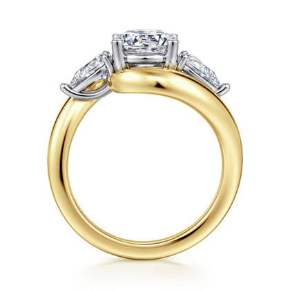 Beyond - 14K White-Yellow Gold Bypass Round Three Stone Diamond Engagement Ring