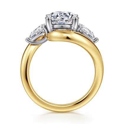 Beyond - 14K White-Yellow Gold Round Three Stone Diamond Engagement Ring