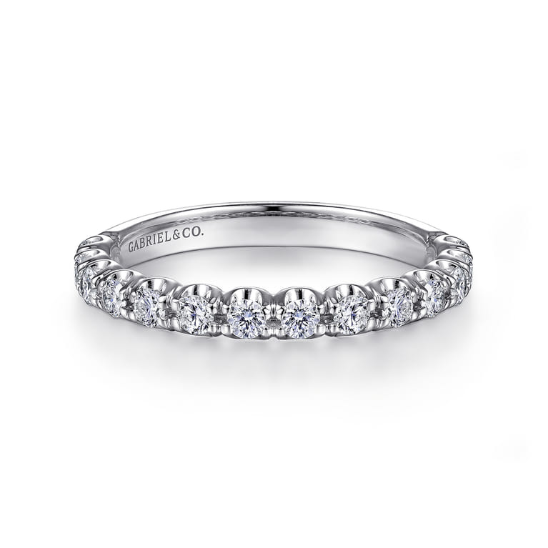 Straight Wedding Ring in 14k White Gold with Round Natural Diamond at Gabriel & Co. - Shot 1