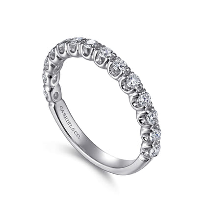 Bijou - 14K White Gold Prong Set Diamond Wedding Band