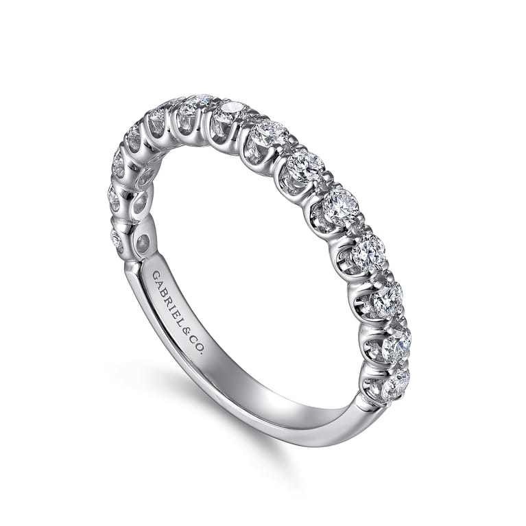 Straight Wedding Ring in 14k White Gold with Round Natural Diamond at Gabriel & Co. - Shot 3