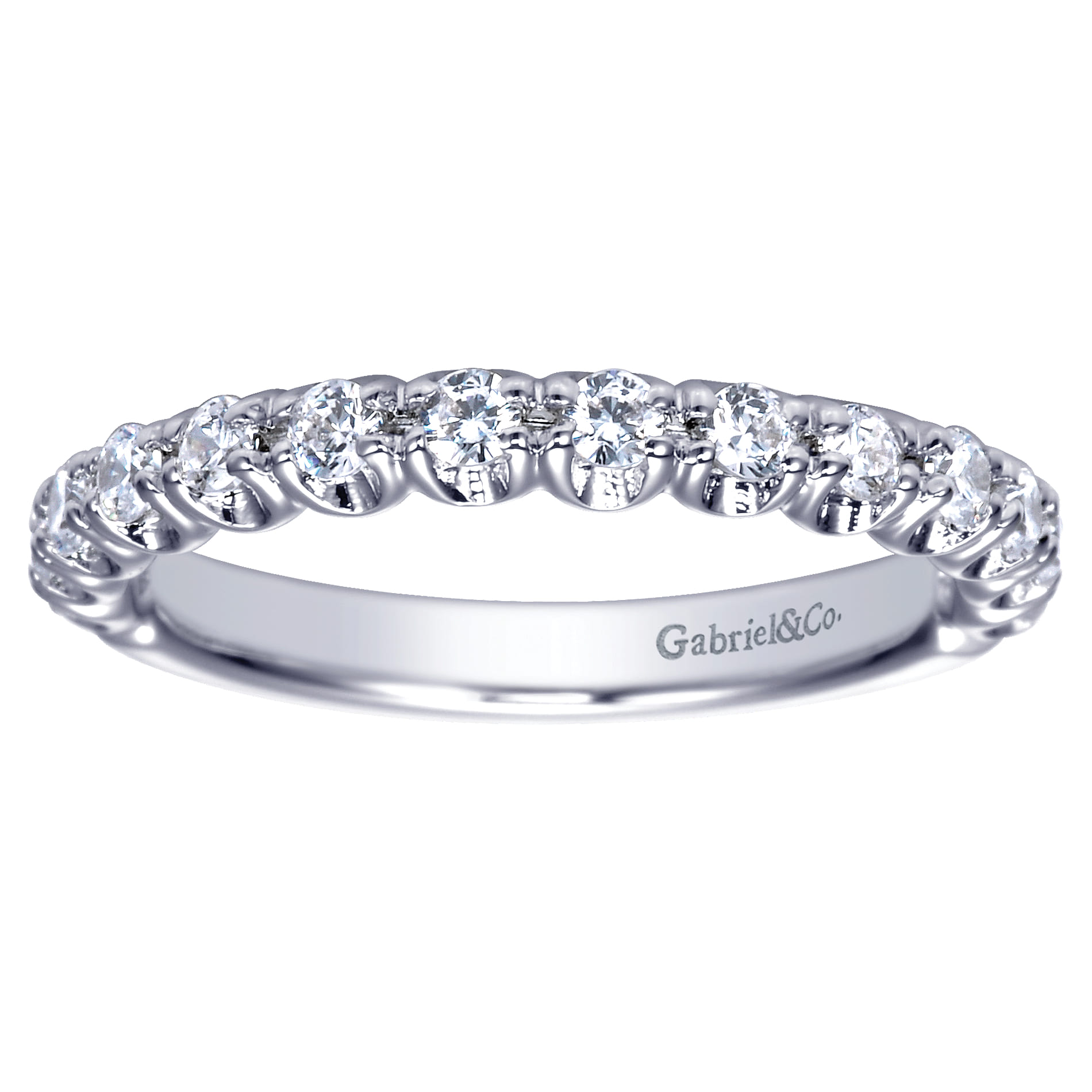Straight Wedding Ring in 14k White Gold with Round Natural Diamond at Gabriel & Co. - Shot 5