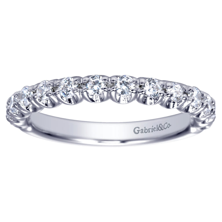 Straight Wedding Ring in 14k White Gold with Round Natural Diamond at Gabriel & Co. - Shot 5
