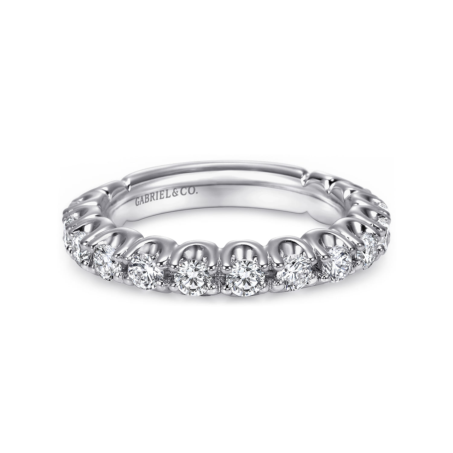 Straight Wedding Ring in 14k White Gold with Round Natural Diamond at Gabriel & Co. - Shot 1