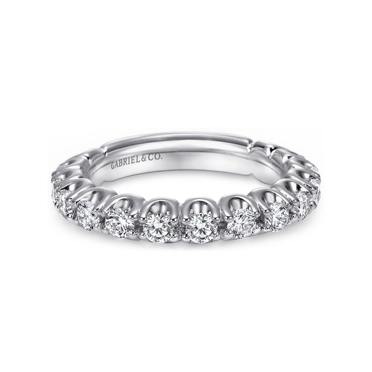 Straight Wedding Ring in 14k White Gold with Round Natural Diamond at Gabriel & Co. - Shot 1