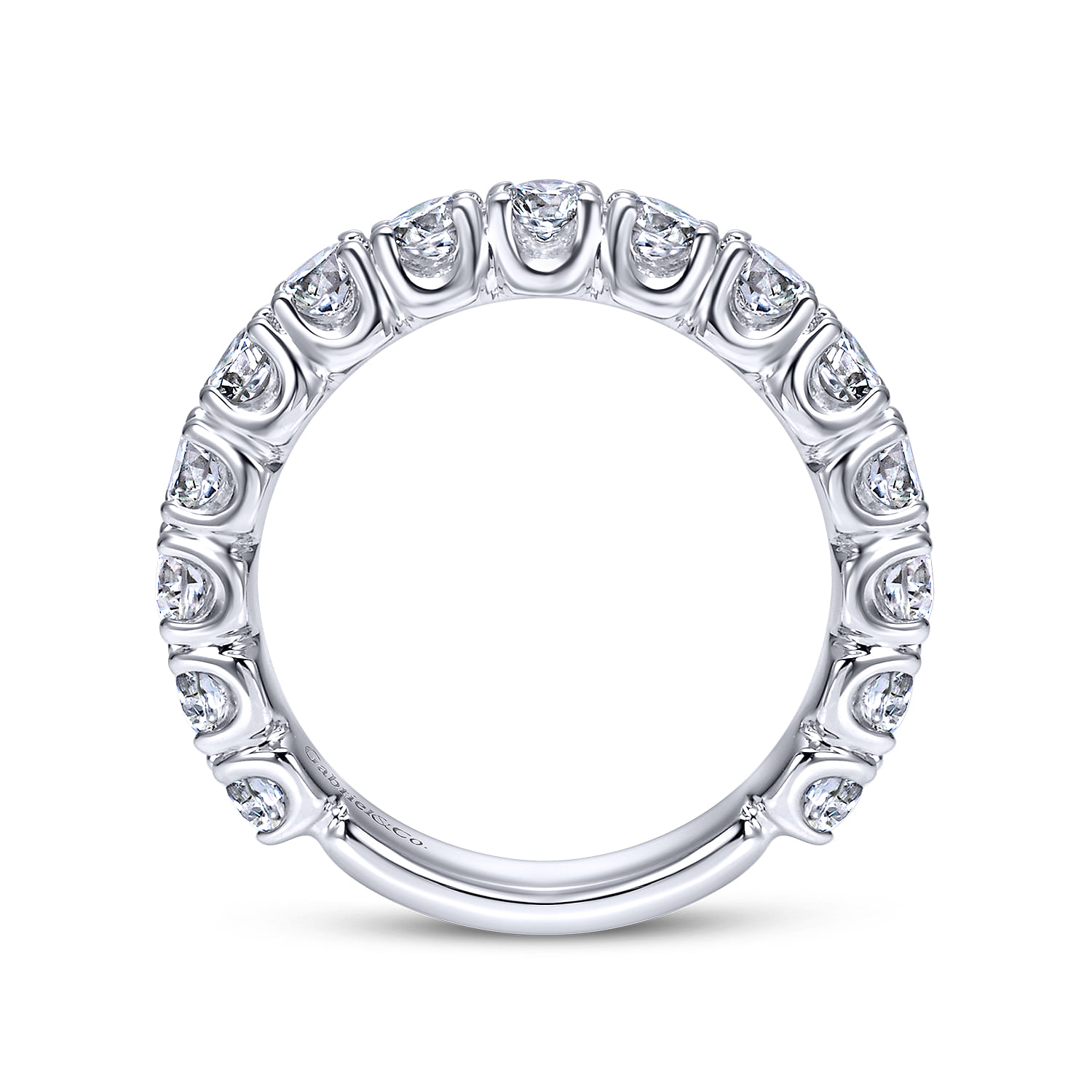 Straight Wedding Ring in 14k White Gold with Round Natural Diamond at Gabriel & Co. - Shot 2