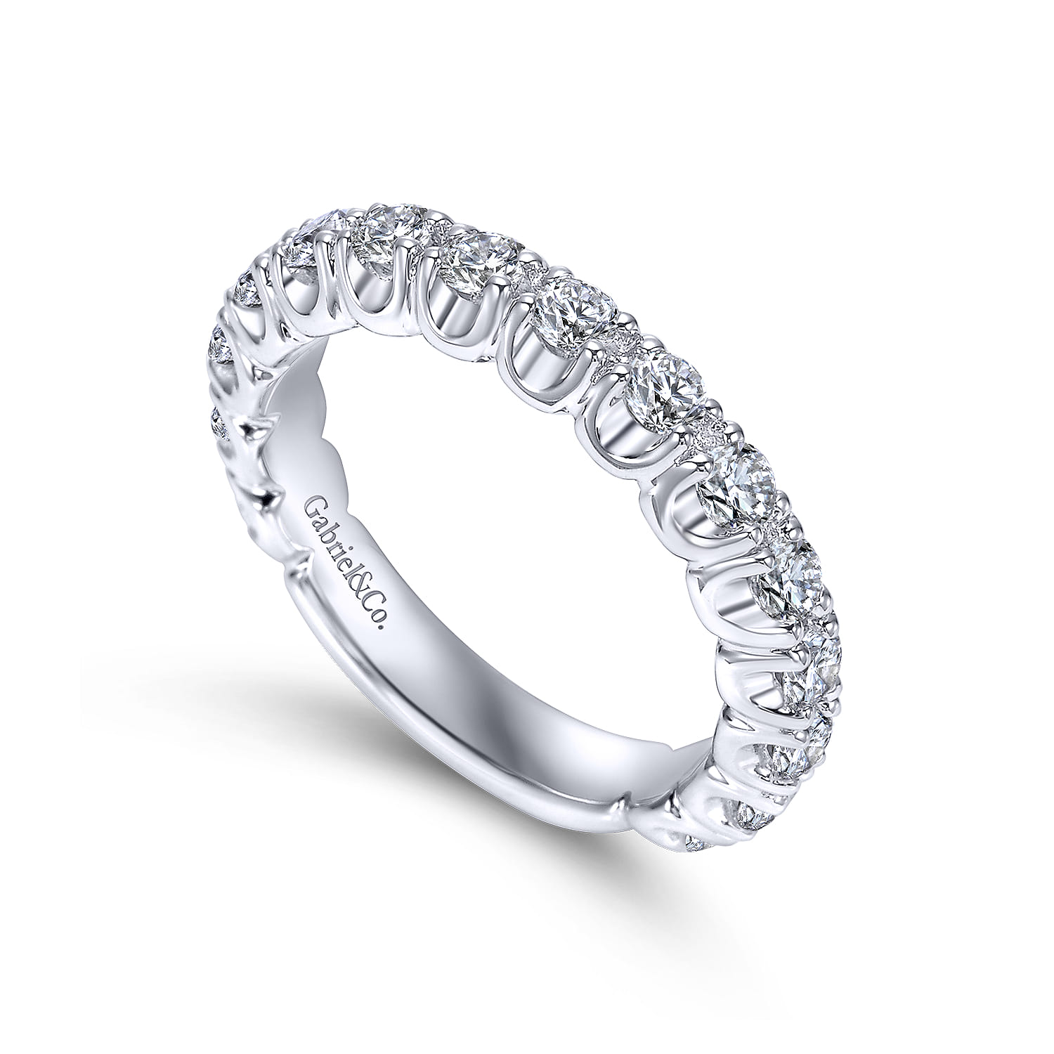 Straight Wedding Ring in 14k White Gold with Round Natural Diamond at Gabriel & Co. - Shot 3