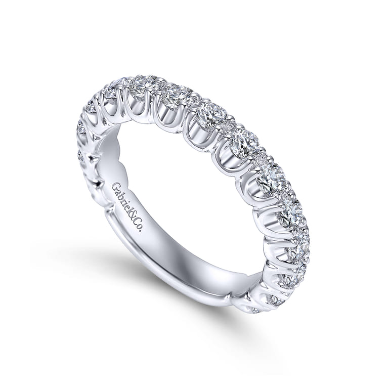 Straight Wedding Ring in 14k White Gold with Round Natural Diamond at Gabriel & Co. - Shot 3