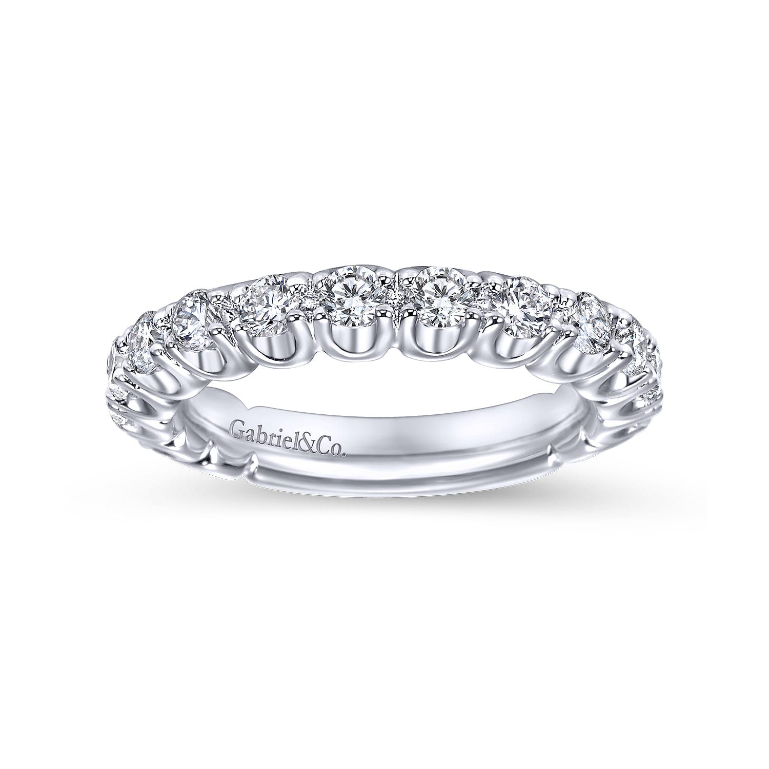 Straight Wedding Ring in 14k White Gold with Round Natural Diamond at Gabriel & Co. - Shot 4
