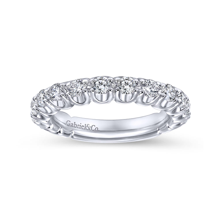 Straight Wedding Ring in 14k White Gold with Round Natural Diamond at Gabriel & Co. - Shot 4