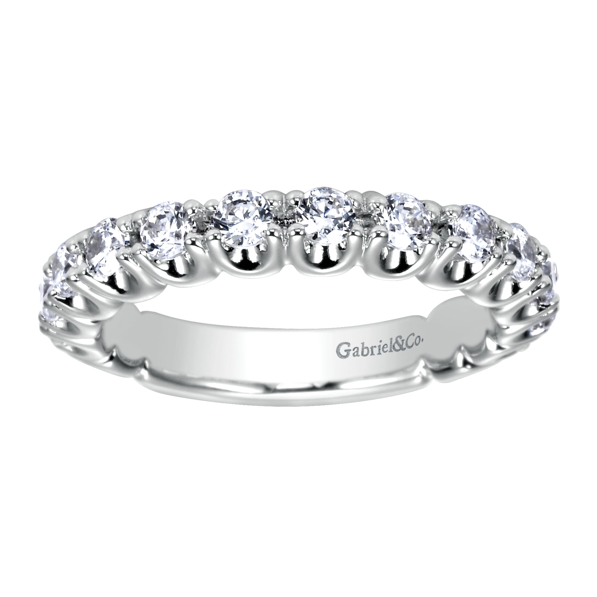 Straight Wedding Ring in 14k White Gold with Round Natural Diamond at Gabriel & Co. - Shot 5
