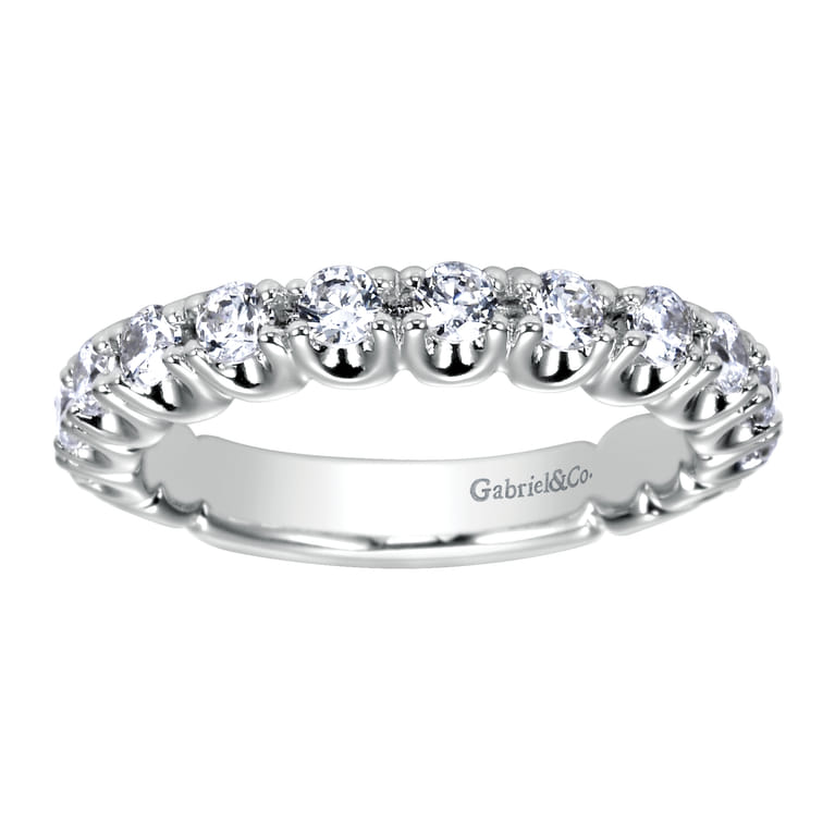 Straight Wedding Ring in 14k White Gold with Round Natural Diamond at Gabriel & Co. - Shot 5