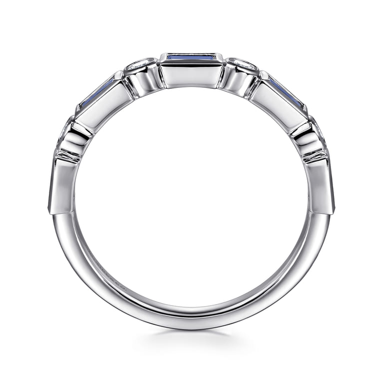 Straight Wedding Ring in 14k White Gold with Baguette Sapphire at Gabriel & Co. - Shot 2