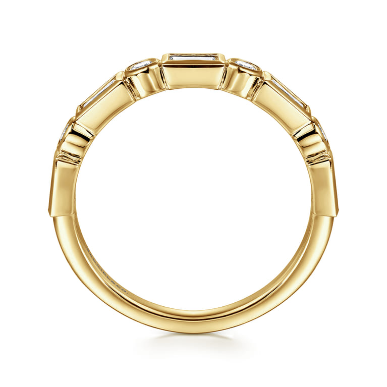 Fancy Wedding Ring in 14k Yellow Gold with Baguette Natural Diamond at Gabriel & Co. - Shot 2