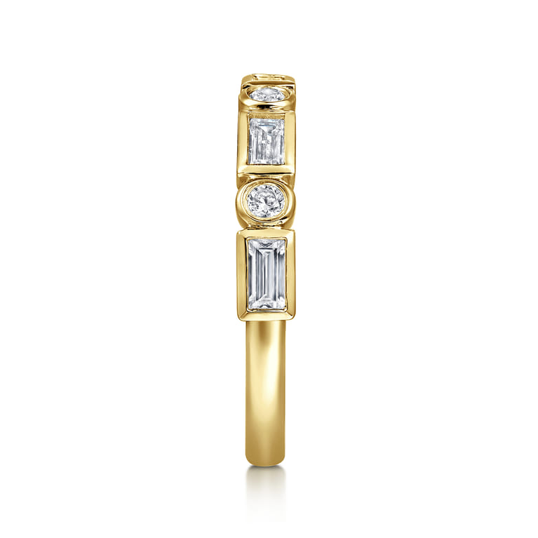 Fancy Wedding Ring in 14k Yellow Gold with Baguette Natural Diamond at Gabriel & Co. - Shot 4